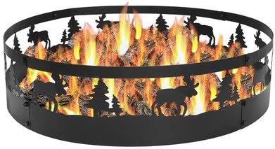 Sunnydaze Wild Moose Fire Pit Large 36 Inch Outdoor Campfire Ring Heavy Duty 0 91 Thick Metal Wood Burning Firepit Ring Liner High For Camping Or Backyard Amazon Ca Patio Lawn Garden