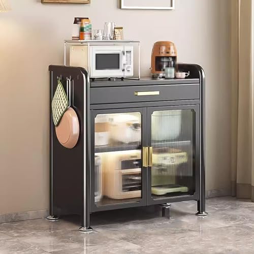 Armoire de cuisine noire CAIJJ de 60 cm avec 3 étagères et un tiroir