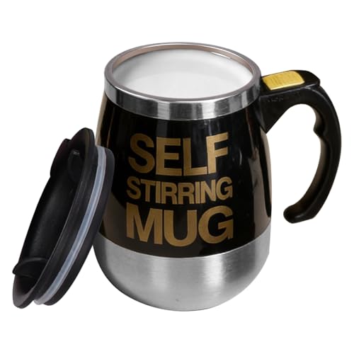 Generico De agitación automática - Café de acero inoxidable de 400 ml, vasos mezcladores alimentados por batería ergonómicos | Magnético autoagitante con tapa para té, leche