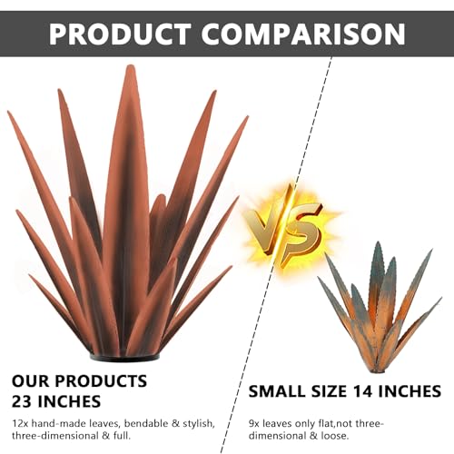 Image of TOMBABY Enlarge Metal Plants Tequila Rustic Sculpture, Outdoor Patio Yard, Home Decor Hand Painted Agave Garden Statue, Outdoor Lawn Ornaments Yard Stakes for Mom Gift (1 Large coppery)