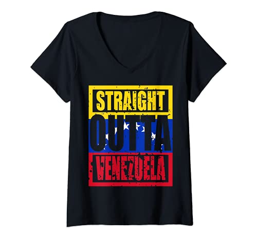 Mujer Straight Outta Venezuela Camiseta Venezuela Regalo Idea Camiseta Cuello V