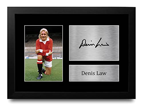 Photo autographe signée Denis Law sous cadre A4 pour déco salon de foot