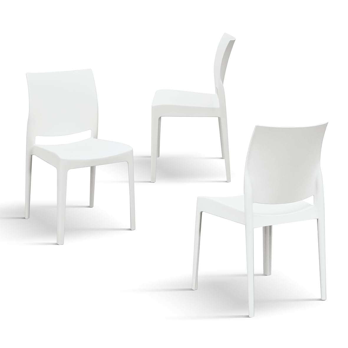 PAZZO Design Stuhl Alberto, Set mit 4 Stühlen, weiß, Polypropylen, Küche, Esszimmer, Büro, stapelbar - id_2080