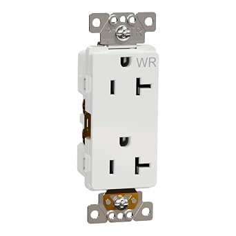 Schneider Electric Square D X Series 20A 125V Indoor & Outdoor Weather & Tamper Resistant Heavy Duty Duplex Decorator Receptacle Outlet, Screw-In Installation, Back Wire Clamps, Matte White