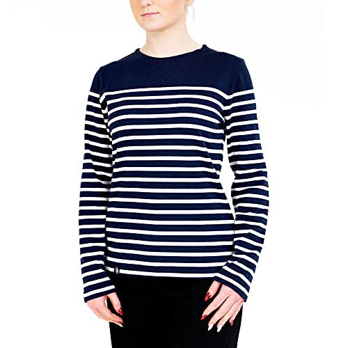 Breizh Ocean - PIRIAC - Damen Marinière, Langärmliges gestreiftes Shirt im Bretonischen Stil, Hochwertige Baumwolle – Große Größen von XS bis 4XL erhältlich