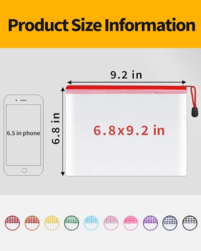 Image of SUNEE Mesh Zipper Pouch 6.8x9.2 in (10 Colors, 60 Packs), Mesh Bags with Zipper for School Office Supplies, Puzzles & Games, Travel Accessories