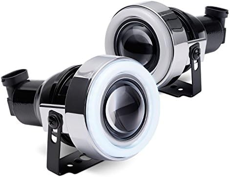 Lumen 3in Round Halo Projector Fog Lights - 1 Pair Chrome Housing Clear Lens