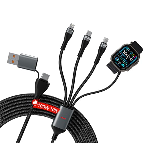 100w 10ft 4-in-1 Multi Charging Cable for Apple Watch -