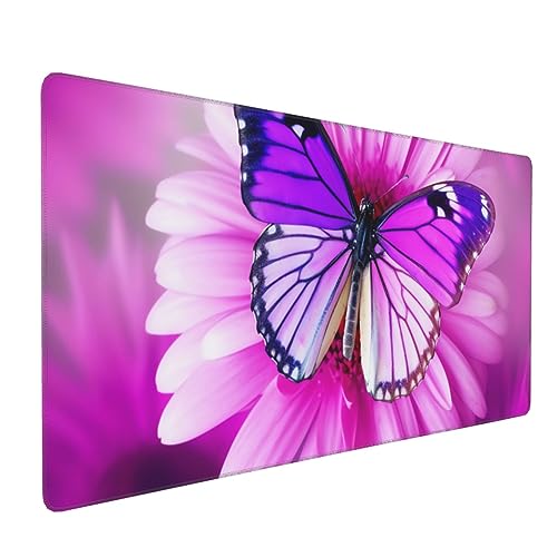Grand tapis de souris de jeu violet avec motif fleur pour bureau XL
