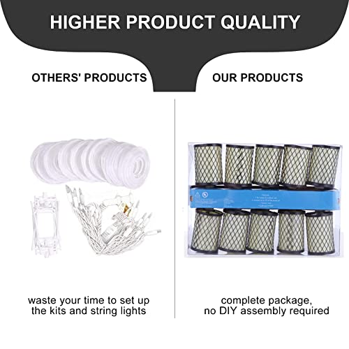 Niosta Lantern String Lights, Assembly-Free Waterproof Connectable Plug In Ul Listed Iron Decorative Japanese Lanterns For Bedroom Patio Indoor Outdoor Use, 9Ft 10 Lights #TOP2