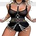 FEHEOO Punk Gothic PU Leather Body Harness for Women, Adjustable Waist & Chest Harness with Metal Chains, Chain-Link Lingerie for Clubwear, Bedroom, Mardi Gras & Valentine‘s Day Gift