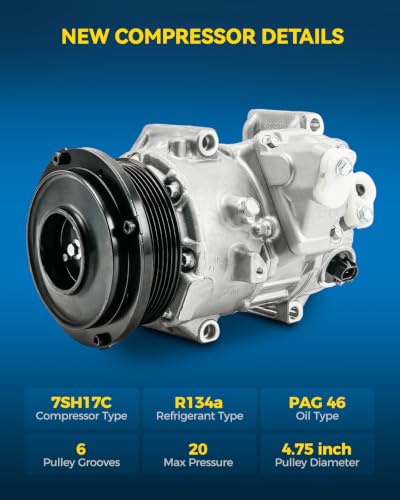 Image of PHILTOP 204120 Air Conditioner AC Compressor with Clutch for Toyota Venza 2009, 2010-2015 2.7L,Highlander 2009-2013 2.7L