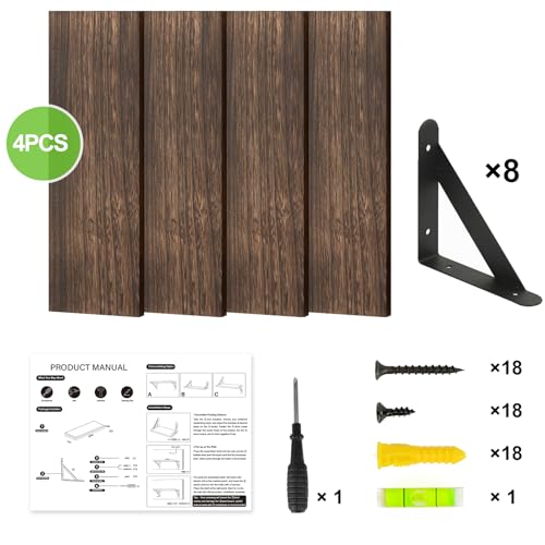 Fixwal Floating Shelves for Wall, Wood Wall Mounted Shelves for Bedroom, Bathroom, Living Room, Kitchen Storage and Decor(Brown, Set of 4, 16.5 Inch) - Image 6