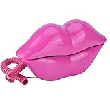 Lip Telephone, Advanced Home Telephone, Interesting Mouth Lip-Shaped Telephone, Funny Rose Red Lip Plastic Telephone Cable, Wire Phone Home Decoration, A House Phone for Friends or Families