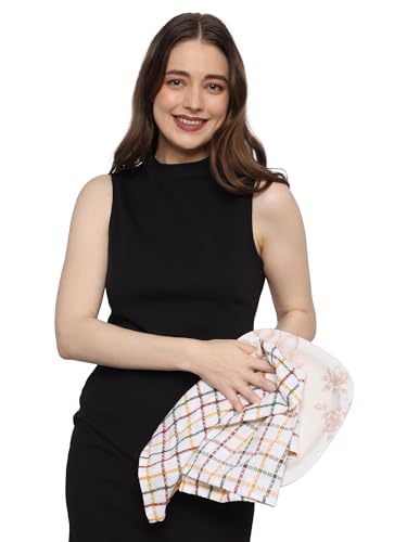 SAMI STUDIOS Cotton Kitchen Towel Machine Washable Multipurpose Kitchen Wiping Cleaning Towel, Dish Towels, Tea Towels, Tablecloth Cleaning Cloth, Morocco Check (40 x 60 cm, Multicolors) Set of 3