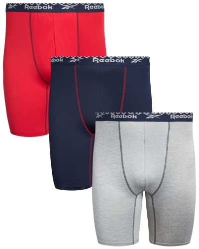 Reebok Men's Boxer Briefs - 3 Pack Long Leg Soft Performance Boxers for Men - Big and Tall Mens Underwear Pack (2XL – 4XL)
