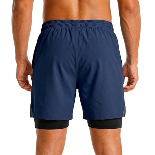 Image of BOLDSHARK Men's 2 in 1 Active Dual Shorts with Inner Tights Layer | Double Layer Short for Running, Gym & Sports