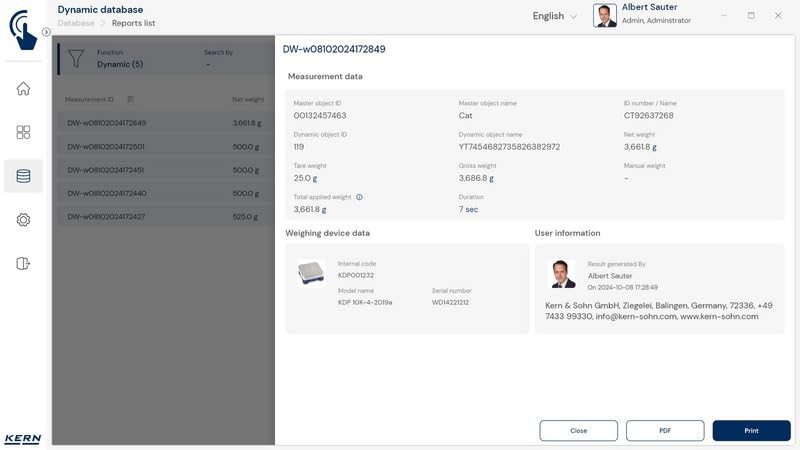 Logiciel de pesée dynamique Kern SET-05 avec mode EasyTouch - 7