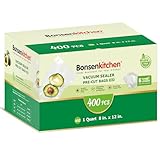 Bonsenkitchen Vacuum Sealer Bags,400 Quart 8" x 12" Food Sealer Bags, Heavy Duty