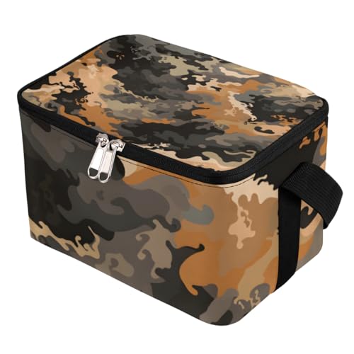 GzLeyigou Lunch Bags for Women Men 9 Cans,Abstract Military Hot & Cold Food Delivery Bag Insulated Grocery Bag Insulated Lunch Box Camouflage Pattern Texture Cooler Bag for Office Work Picnic Beach