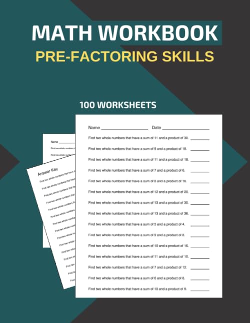Math Workbook Pre-Factoring Skills 100 Worksheets