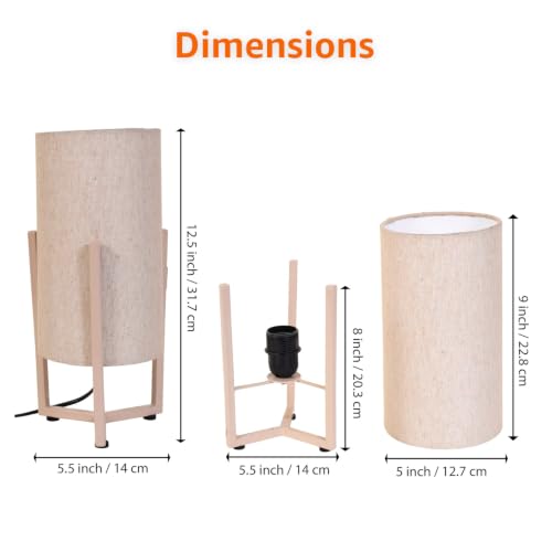Image of Amazon Basics Minar White Iron Frame Table Lamp | Cream Iron Tripod Base with Polyester Shade | E27 Holder | Decorative Night Lamp for Bedroom, Living Room & Study Room | Home Decor Gift