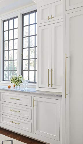 Image of Amerock 10 Pack 5-1 /16 inch Bar Pulls Golden Champagne Drawer Pull | 5-1 /16 inch (128mm) Center-to-Center Mounting Distance and 7-3 /8 inches Overall Length, Durable Carbon Steel Cabinet Hardware