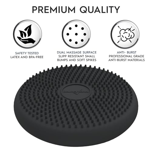 Image of BouncyBand Wiggle Seat, Gray, 1-Pack - Small 10.75 inch D x 2.5 inch H Wobble Cushion for Kids Aged 3-7 - Sensory Tool Promotes Active Learning & Improves Productivity - Includes Pump for Easy-Inflation