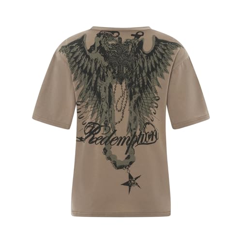 Womens Y2k Graphic Baggy Tees Shirts 2000s Gothic Grunge Emo Tops Fairycore Clothes