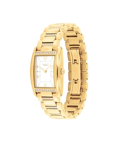 Image of Coach Reese Women's Watch - 2H Quartz Tank Watch with Crystal-Set Link Bracelet - Water Resistant 3 ATM /30 Meters - Gift for Her - Premium Fashion Timepiece for Every Occasion - 24mm