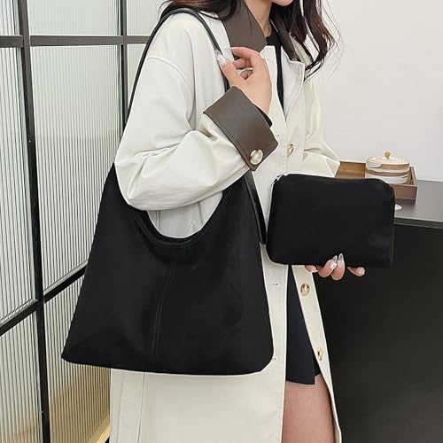 Image of Suede Bags for Women Suede Hobo Bag Retro Suede Tote Bag Slouchy Suede Shoulder Bag Crossbody Handbags Suede Purse