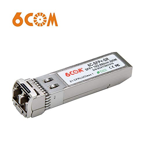 6COM Mellanox MFM1T02A-SR Compatible Módulo Transceptor SFP+ 10GBASE-SR Fibra Óptica - LC Dúplex, 10 Gigabit Ethernet, Multimodo, 300m, 850nm