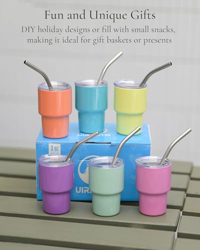 3oz mini tumbler shot glass with straw and lid 24 pack stainless steel sublimation shot glasses for wedding party whiskey cocktail bar with straw and lid