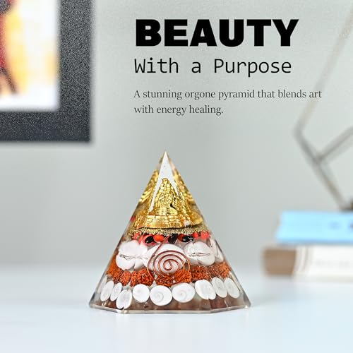 Image of ZAICUS Orgonite Laxmi Pyramid with Shri Yantra for Home Decor | Shri Yantra, Rudraksha & Gomti Chakra, Decorative Gift for Festive Occasions