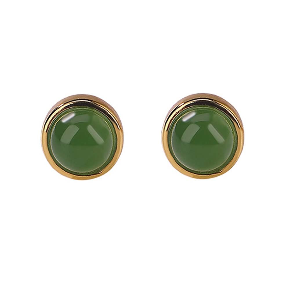 WBDWWTD Natürliche grüne Jade Ohrstecker, Hetian Ohrringe für Damen Herren Sterling Silber Ohren, Hotan Schmuck