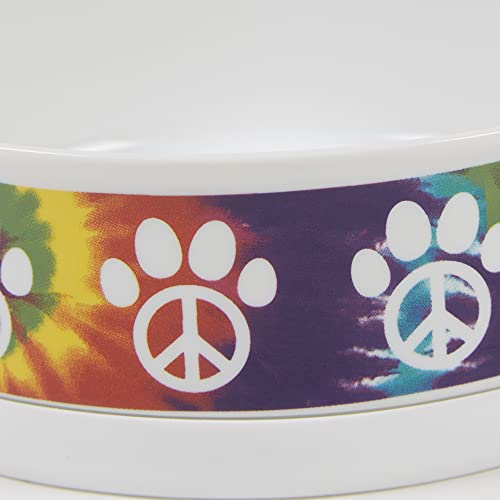 Bone Dry Ceramic Food Bowls, Non-Slip & Dishwasher Safe, Large Set, 7.5x2.4, Peace Paw, 2 Count - Image 4