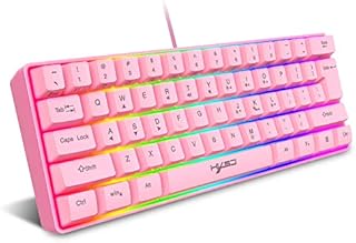 KUIYN V700 60% Gaming Keyboard, K61 Keys Multi Color RGB Illuminated LED Backlit Wired Gaming Keyboard, Waterproof Mini Compact 60 percent keyboard, for PC/Mac/Laptop Gamer, Typist, Travel, white