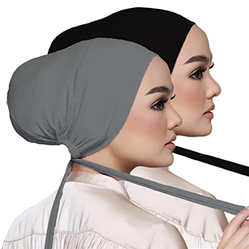 Image of Women Under Scarf Hat Hijab Cap Islamic Muslim Under Scarf Hijab Cap with Tie-Back Closure