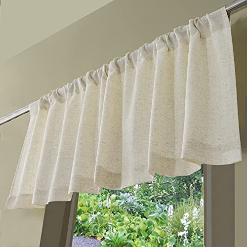 Valea-Home-Linen-Valance-for-Kitchen-Rod-Pocket-Rustic-Farmhouse-Crude-Window-Curtain-Valances-18-inch-Length-for-Bathroom-Living-Room-Natural-1-Panel Valea Home Linen Valance for Kitchen Rod Pocket Rustic Farmhouse Crude Window Curtain Valances 18 inch Length for Bathroom Living Room Natural 1 Panel
