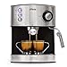 Ufesa CE7240 Machine à Café Expresso et Cappuccino, Buse Vapeur, 20 Bars, 2 Modes: Café Moulu ou à Dose Unique, Réservoir d'1.6L, Plateau Réchauffe-Tasses, 850W, Inox