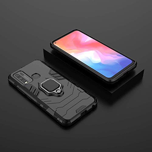 Image of FitSmart Protective Rugged Hybrid Robot Armor Hard Back Cover Kickstand Case for vivo 1935 - Black