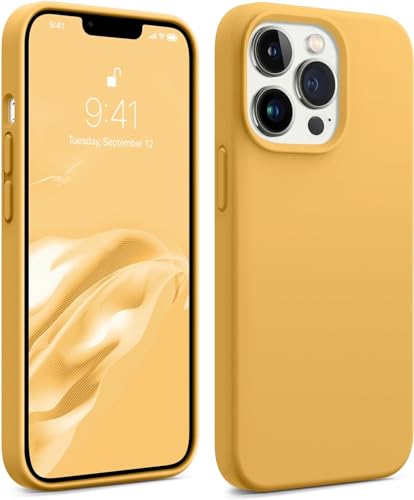 Image of Back Cover for iPhone 13 Pro Case,[Military Shockproof Protection] Liquid Silicone Case with [Soft Anti-Scratch Microfiber Lining for iPhone 13 Pro (Yellow)