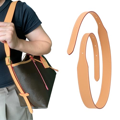 Image of Genuine Vachetta Leather Crossbody Strap Genuine Leather Adjustable Replacement Strap for Shoulder Bag Handbag Purse