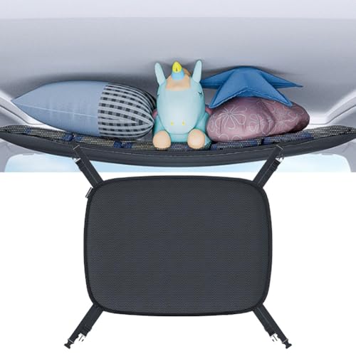 FACAIIO Sac de rangement en tissu Oxford pour toit de voiture - Double couche - Organiseur pour SUV et intérieur de voiture - Économie d'espace - Noir