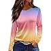 Womens Tops Summer Long Sleeve School Flowly Tunic Womans Halloween Casual Round Neck Soft for Ladies Comfort Pink XXL