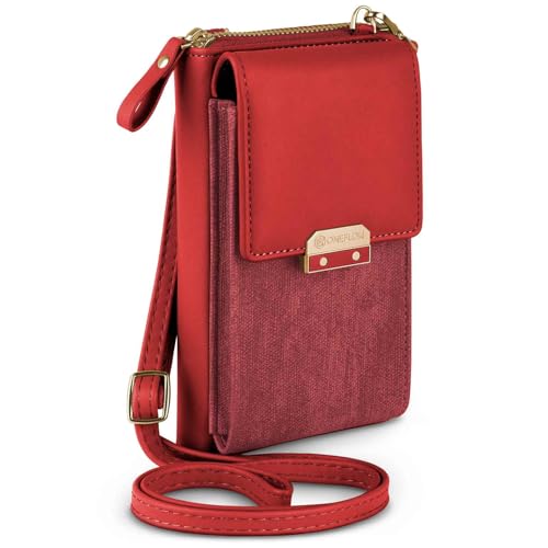 ONEFLOW Bliss Purse für iPhone 16e Handytasche zum Umhängen Damen mit Portemonnaie Handy Umhängetasche mit Geldbörse und Handyfach Kleine Handtasche Rot