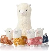 Llama Stuffed Animals Set - 11" Mommy Alpaca Stuffed Animal with 4 Baby Llamas 4.7", Cute Llama P...