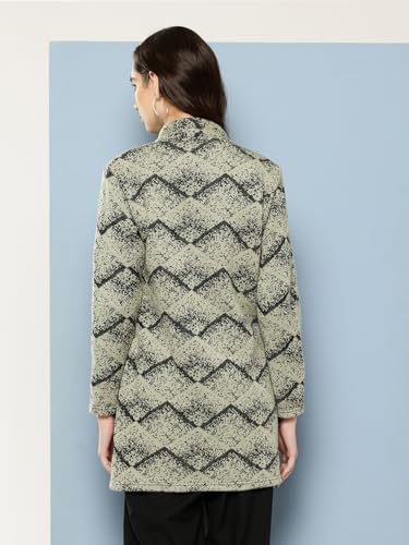 Image of Aarika Womens Winter Wear Lemon Colour Abstract Woolen Cardigan