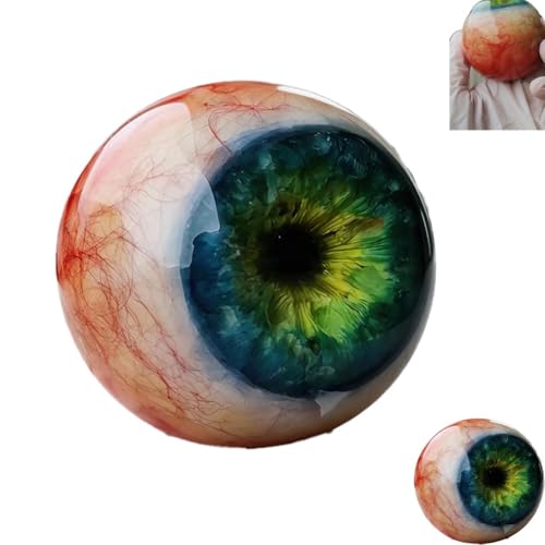 Felmnkoi Hyper-Realistic Monster Eye Decor Scary Realistic Eyeball Ornament Horror Mesmerizing Piece Deep Green Iris & Red Veins Eerie Illusion Unique Gothic Gift(1PC)
