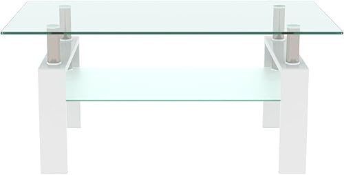 Miniatura 5 de Mesa de centro de cristal moderna con almacenamiento para sala de estar con patas de metal